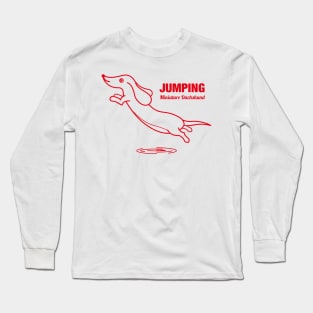 Miniature Dachshund JUMPING -Red- Long Sleeve T-Shirt